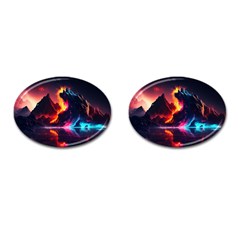 Mountain Color Colorful Love Art Cufflinks (oval)