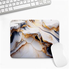 Marble Stone Abstract Gold White Small Mousepad by Ravend