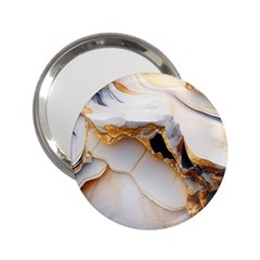 Marble Stone Abstract Gold White 2 25  Handbag Mirrors by Ravend