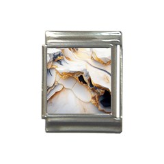 Marble Stone Abstract Gold White Italian Charm (13mm)