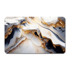 Marble Stone Abstract Gold White Magnet (rectangular) by Ravend