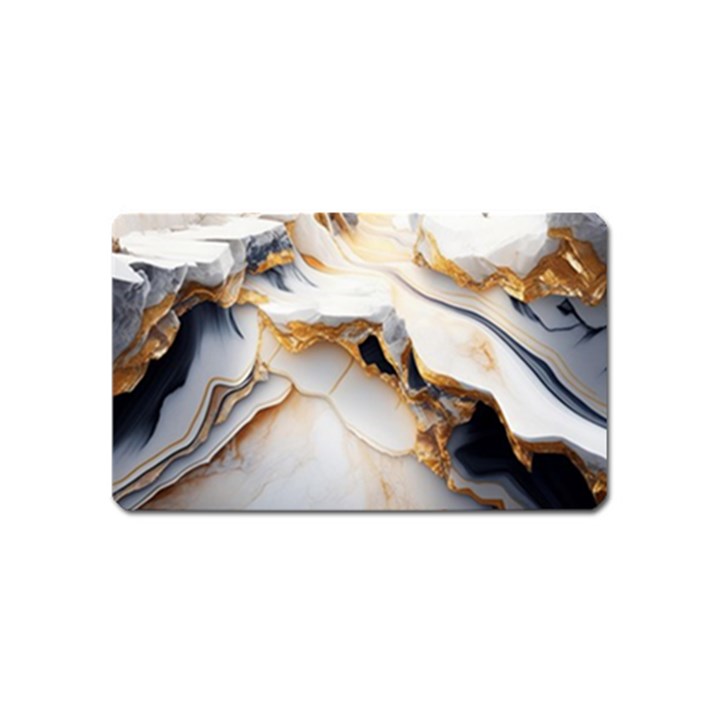 Marble Stone Abstract Gold White Magnet (Name Card)