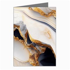 Marble Stone Abstract Gold White Greeting Cards (pkg Of 8) by Ravend