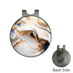 Marble Stone Abstract Gold White Hat Clips With Golf Markers by Ravend