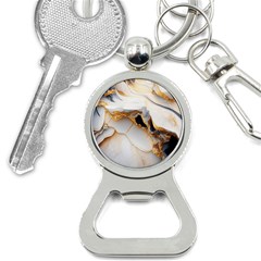 Marble Stone Abstract Gold White Bottle Opener Key Chain by Ravend