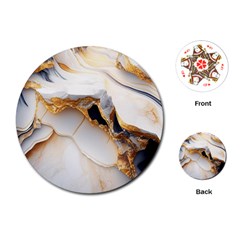 Marble Stone Abstract Gold White Playing Cards Single Design (round)