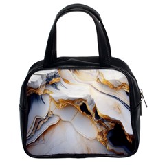 Marble Stone Abstract Gold White Classic Handbag (two Sides) by Ravend