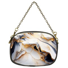 Marble Stone Abstract Gold White Chain Purse (two Sides) by Ravend