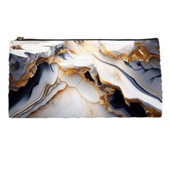 Marble Stone Abstract Gold White Pencil Case by Ravend