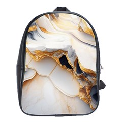 Marble Stone Abstract Gold White School Bag (large)