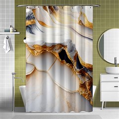 Marble Stone Abstract Gold White Shower Curtain 48  X 72  (small)  by Ravend