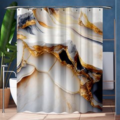 Marble Stone Abstract Gold White Shower Curtain 60  X 72  (medium)  by Ravend