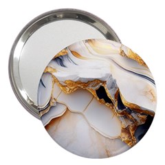 Marble Stone Abstract Gold White 3  Handbag Mirrors by Ravend