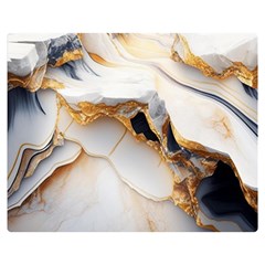 Marble Stone Abstract Gold White Premium Plush Fleece Blanket (medium) by Ravend