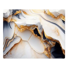 Marble Stone Abstract Gold White Premium Plush Fleece Blanket (large) by Ravend