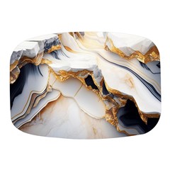 Marble Stone Abstract Gold White Mini Square Pill Box by Ravend