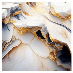 Marble Stone Abstract Gold White Wooden Puzzle Square by Ravend