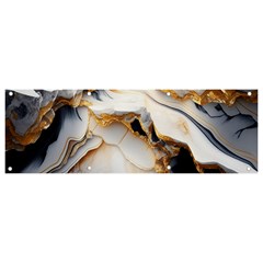 Marble Stone Abstract Gold White Banner And Sign 9  X 3  by Ravend