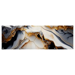 Marble Stone Abstract Gold White Banner And Sign 12  X 4  by Ravend