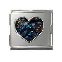 Flower Metal Flowers Sculpture Mega Link Heart Italian Charm (18mm) by Ravend