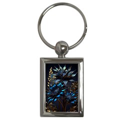 Flower Metal Flowers Sculpture Key Chain (rectangle)