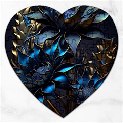 Flower Metal Flowers Sculpture Jigsaw Puzzle (heart) by Ravend