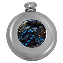 Flower Metal Flowers Sculpture Round Hip Flask (5 Oz) by Ravend