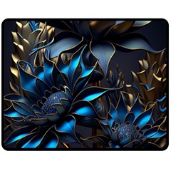 Flower Metal Flowers Sculpture One Side Fleece Blanket (medium) by Ravend