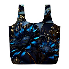 Flower Metal Flowers Sculpture Full Print Recycle Bag (l) by Ravend