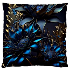 Flower Metal Flowers Sculpture Large Premium Plush Fleece Cushion Case (two Sides) by Ravend