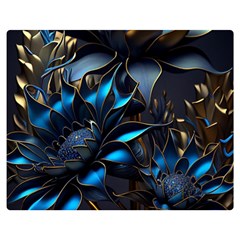 Flower Metal Flowers Sculpture Premium Plush Fleece Blanket (medium) by Ravend