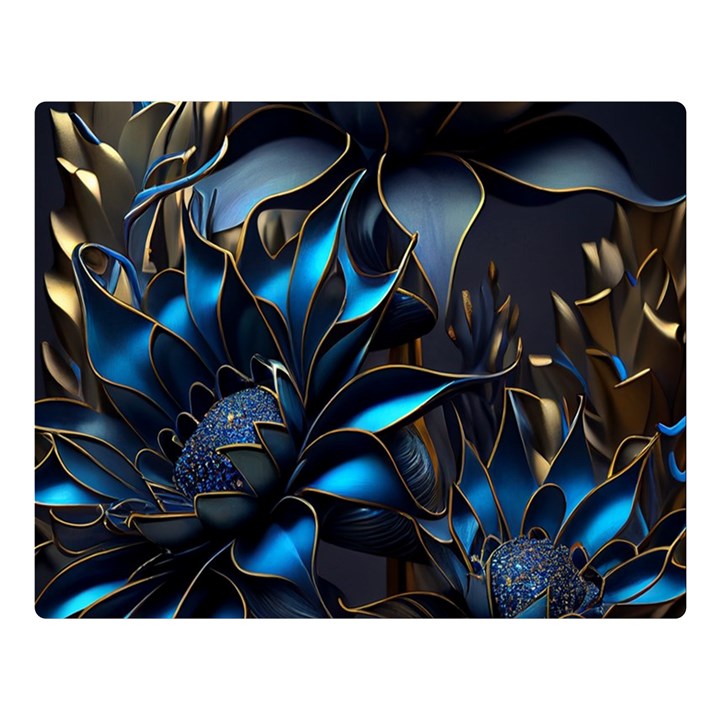 Flower Metal Flowers Sculpture One Side Premium Plush Fleece Blanket (Large)