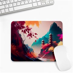 Asia Japan Pagoda Colorful Vintage Small Mousepad by Ravend