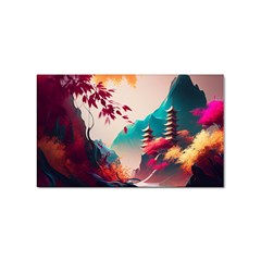 Asia Japan Pagoda Colorful Vintage Sticker (rectangular) by Ravend