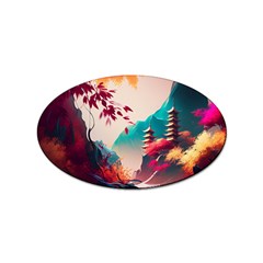 Asia Japan Pagoda Colorful Vintage Sticker Oval (10 Pack) by Ravend