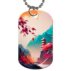 Asia Japan Pagoda Colorful Vintage Dog Tag (two Sides) by Ravend