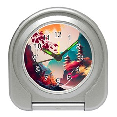 Asia Japan Pagoda Colorful Vintage Travel Alarm Clock by Ravend