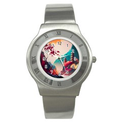 Asia Japan Pagoda Colorful Vintage Stainless Steel Watch by Ravend