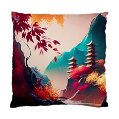 Asia Japan Pagoda Colorful Vintage Standard Cushion Case (two Sides) by Ravend