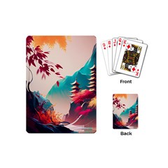 Asia Japan Pagoda Colorful Vintage Playing Cards Single Design (mini) by Ravend