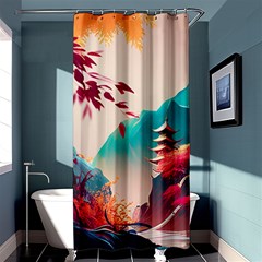 Asia Japan Pagoda Colorful Vintage Shower Curtain 36  X 72  (stall)  by Ravend