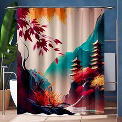 Asia Japan Pagoda Colorful Vintage Shower Curtain 60  X 72  (medium)  by Ravend