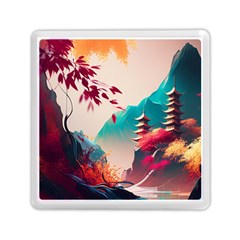 Asia Japan Pagoda Colorful Vintage Memory Card Reader (square) by Ravend