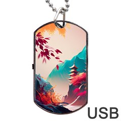 Asia Japan Pagoda Colorful Vintage Dog Tag Usb Flash (one Side) by Ravend