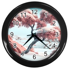 Color Snow Mountain Pretty Wall Clock (black) by Ravend