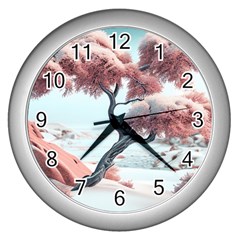 Color Snow Mountain Pretty Wall Clock (silver) by Ravend