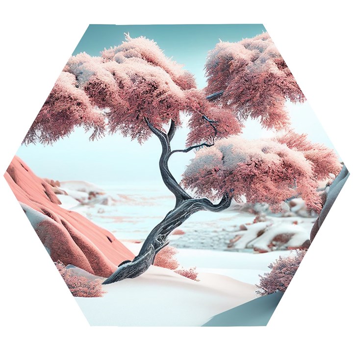 Color Snow Mountain Pretty Wooden Puzzle Hexagon