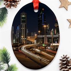 Skyscrapers Buildings Skyline Ornament (oval)