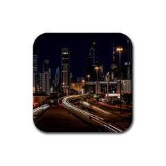 Skyscrapers Buildings Skyline Rubber Coaster (Square)