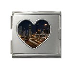 Skyscrapers Buildings Skyline Mega Link Heart Italian Charm (18mm) Front